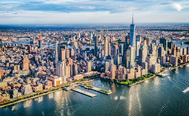 aerial view of Lower Manhattan. New York