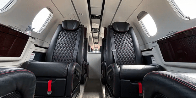 Interior of a private jet