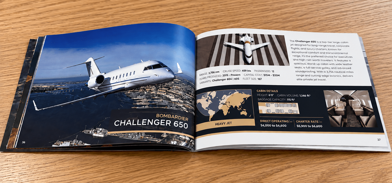 Flightpath Jet Guide open to the Challenger 650 aircraft profile.